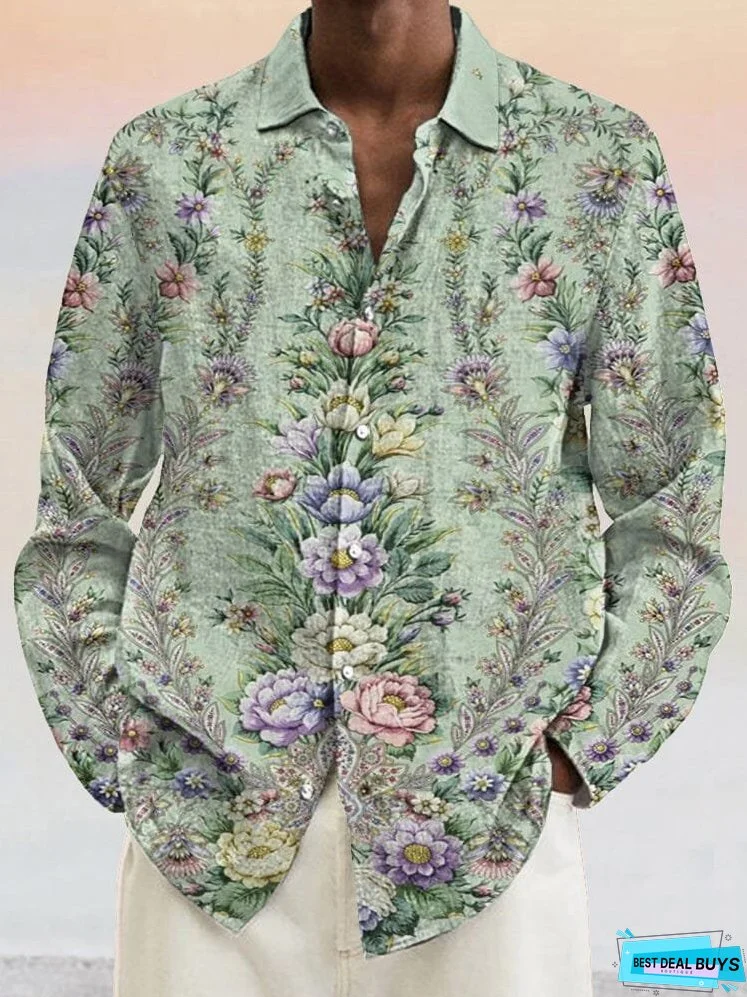 Cozy Floral Cotton Linen Shirt