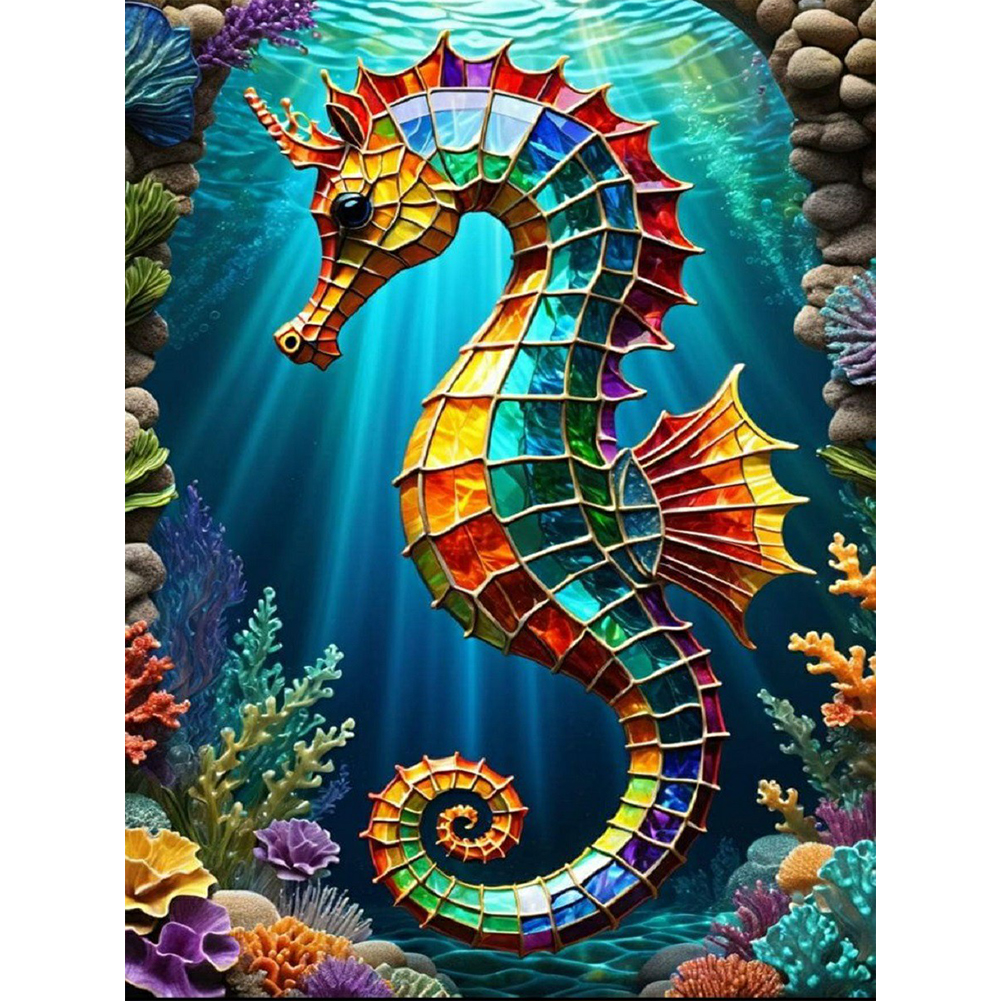 Colorful Seahorse 30*40cm(canvas) full round drill diamond painting