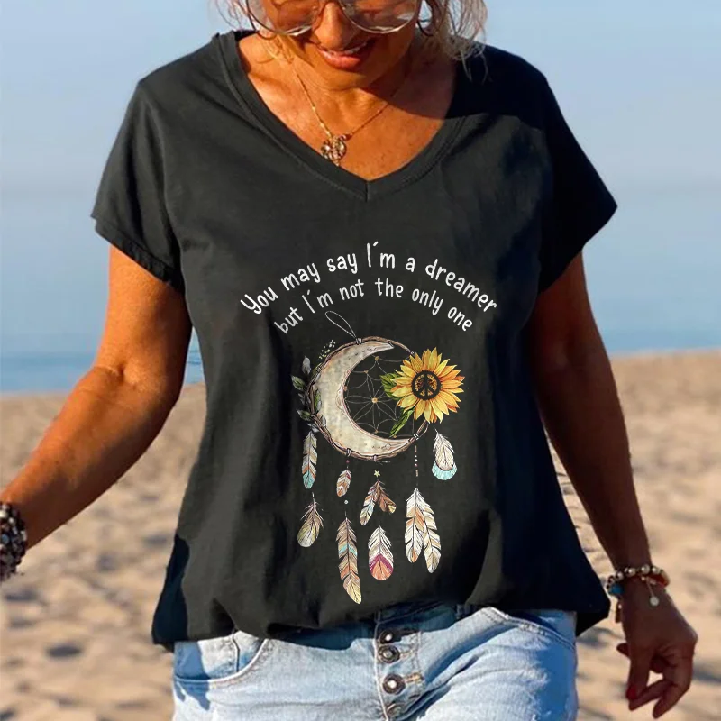 You May Say I'm A Dreamer But I'm Not The Only One Printed Hippie T-shirt