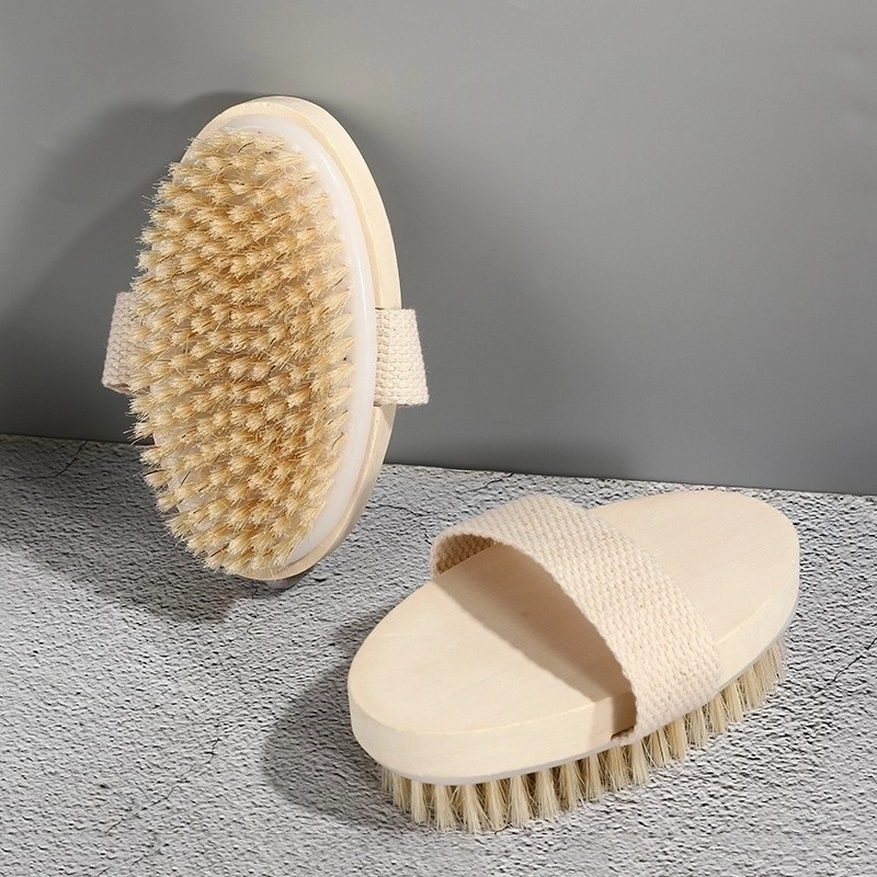 Retro Solid Color Wood Bath Brush/massage Brush 1 Piece