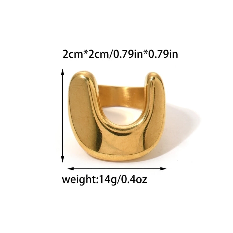 Elegant Roman Style Commute Geometric Heart Shape 304 Stainless Steel 14K Gold Plated Rings