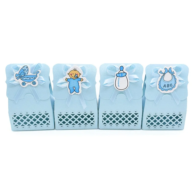 12Pcs Cute Baby Shower Gift Box Candy Box Boy Girl Baby Shower Favors Bag Kids Birthday Party Gender Reveal Party Supplies
