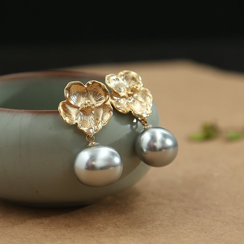 S925 Silver Flower Pearl Earrings