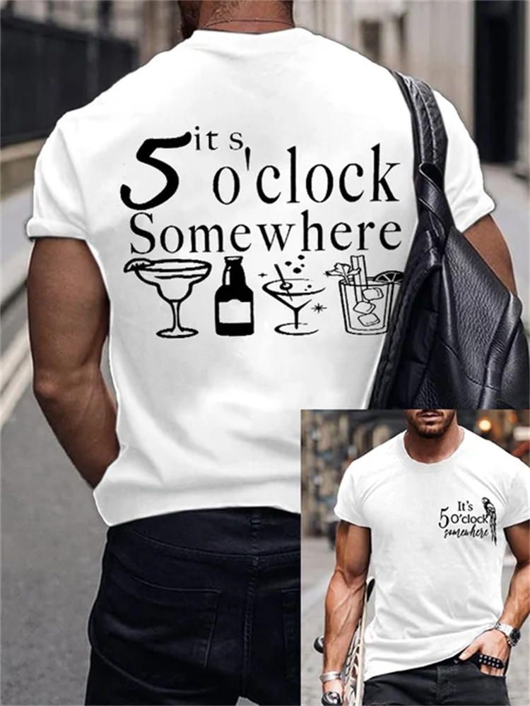 Comstylish Vintage It's 5 O'clock Somewhere Print T-Shirt