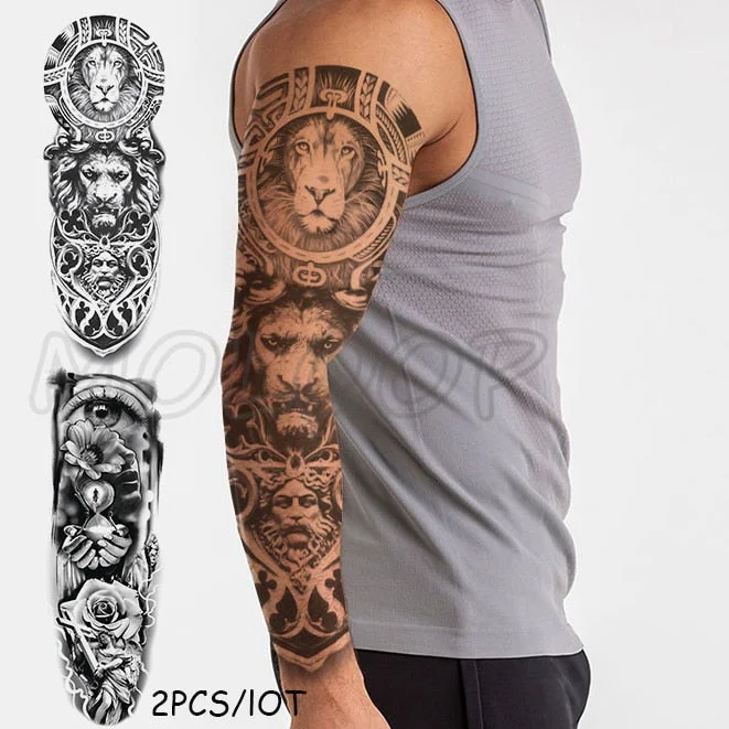 Waterproof Temporary Tattoo Sticker Full Arm Large Virgin Cross Tatoo Stickers Flash Fake Tattoos for Men Women