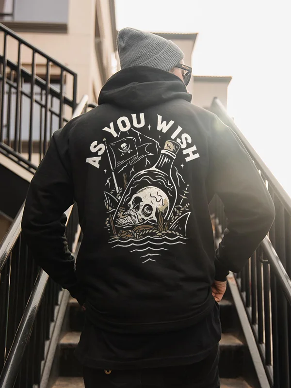 As You Wish Skull Printed Men's Hoodie
