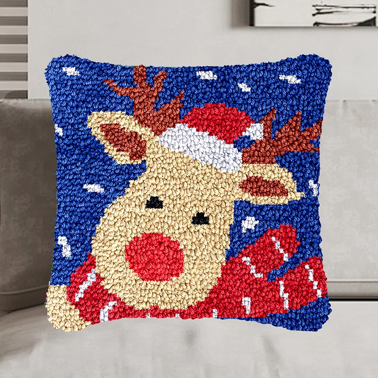 Christmas Deer Pillowcase Latch Hook Kit for Beginner veirousa