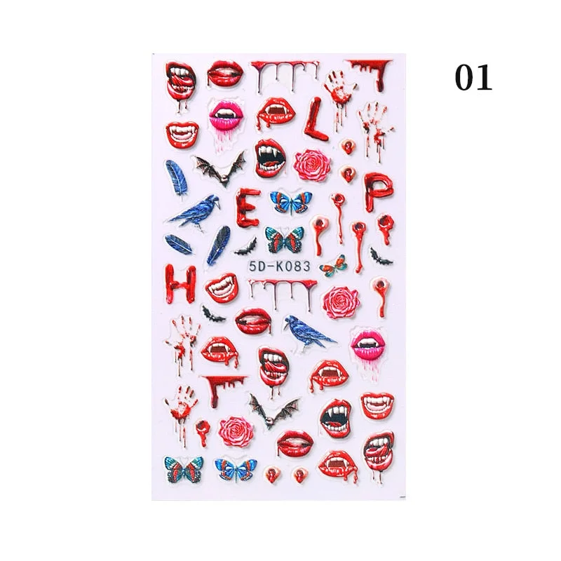 1PC 5D Nail Stickers Winter Santa Claus Self-Adhesive Slider Nail Art Decorations Christmas Snow Decals Manicure Accessories-Nail Inspo