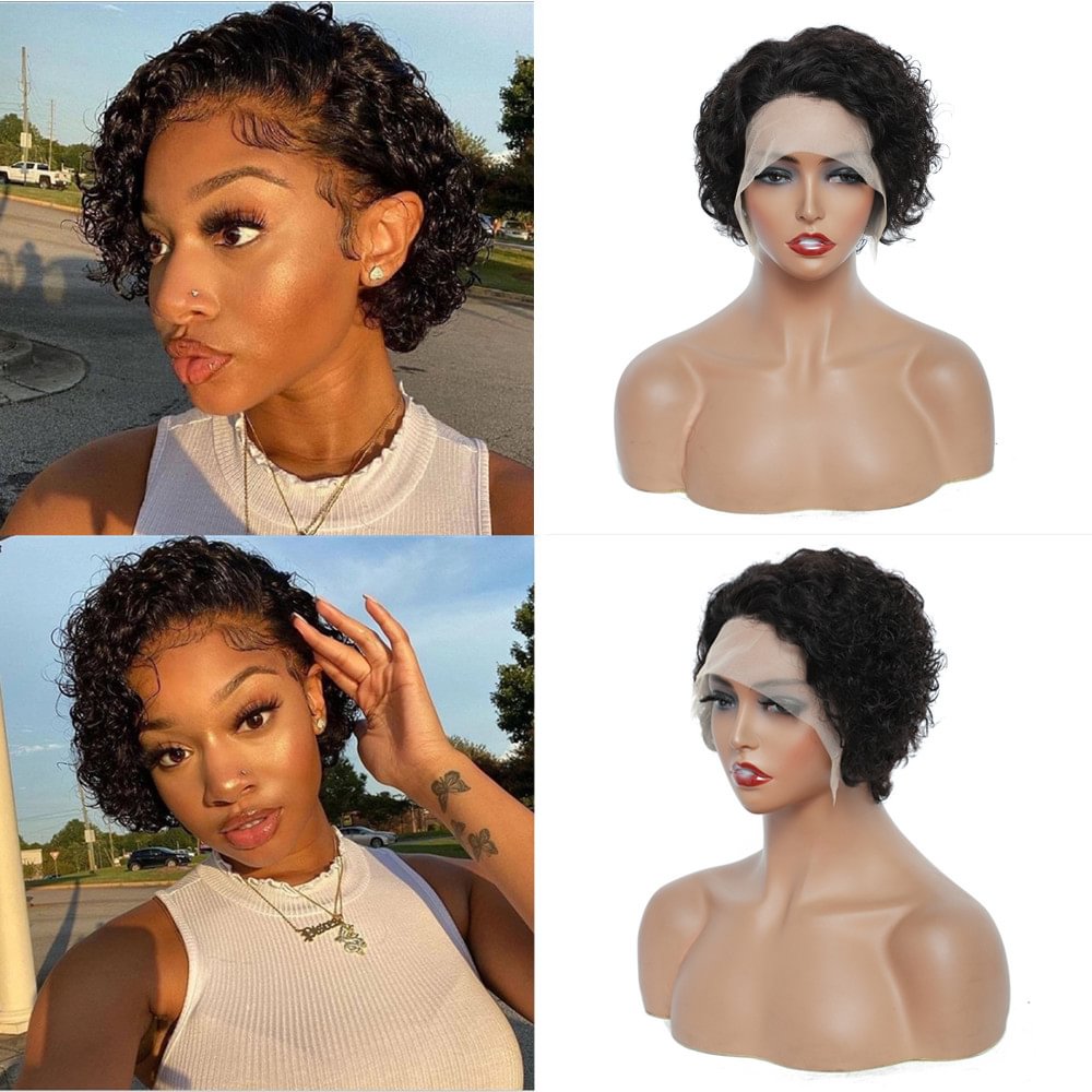 Short Curly Natural Black Lace Front Wig US Mall Lifes
