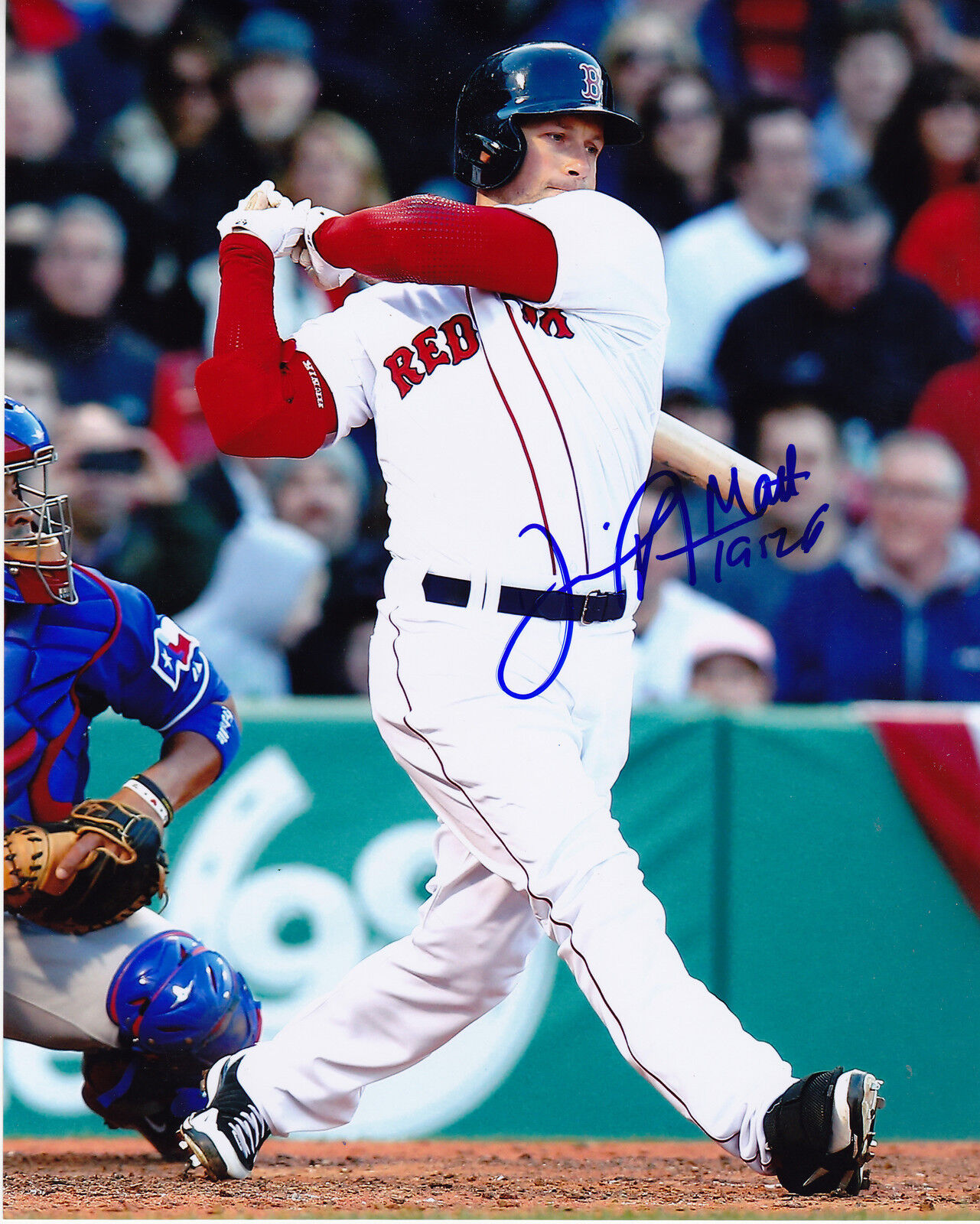 DANIEL NAVA BOSTON RED SOX ACTION SIGNED 8x10