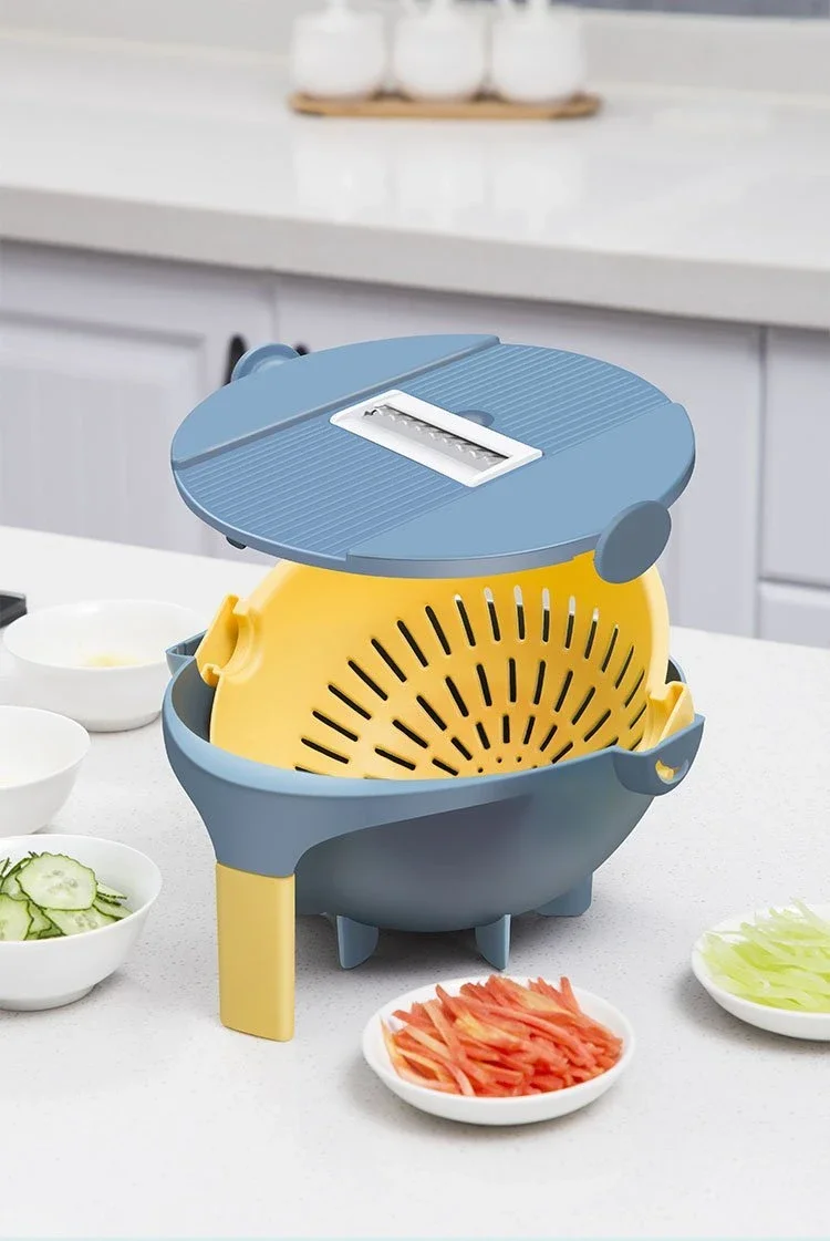 multifunctional 9 in 1 vegetable cutter with drain basket