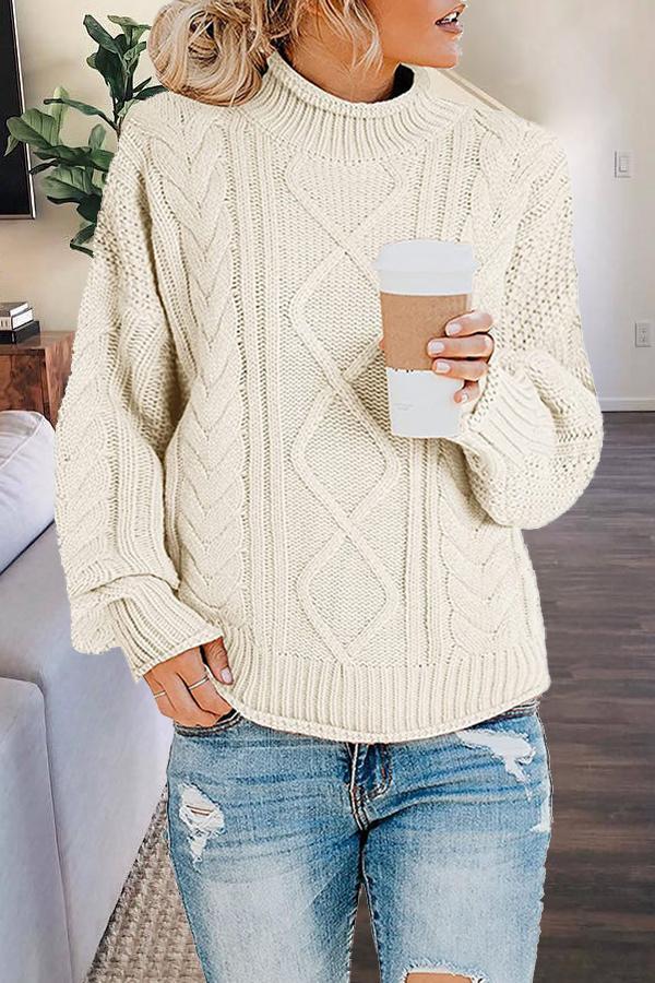  thdmladies Half High Neck Crimping Thick Line Sweater thedmladies