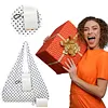 Polka Dot Nylon Storage Shoulder Bag with Key Ring Expandable Keychain Tote Bag Large Capacity Stylish Foldable Tote Handbag for Shopping Travel Commute