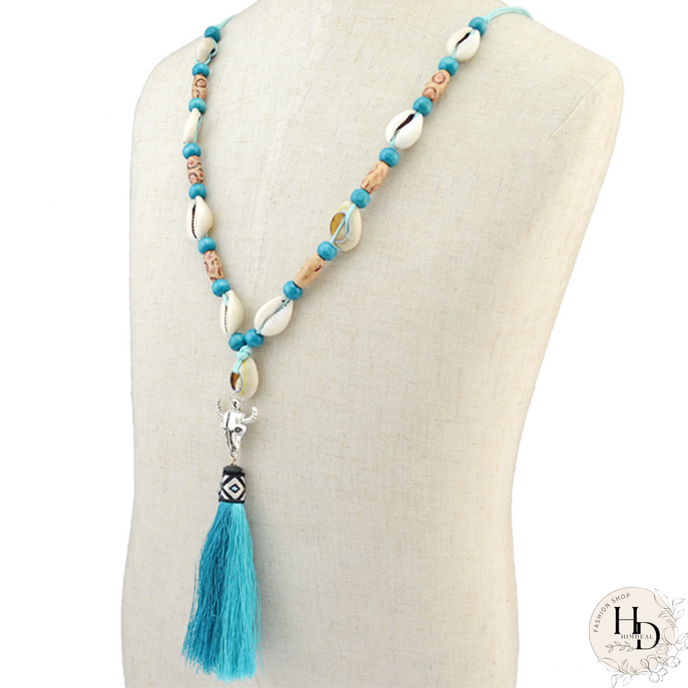 Melierte Lannge Halsktte Mit Quaste Shell long tassel necklace