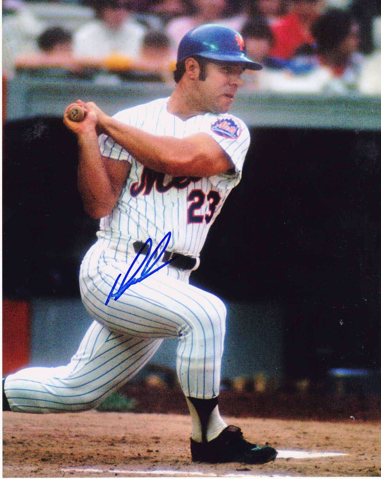 DAVE SCHNECK NEW YORK METS ACTION SIGNED 8x10