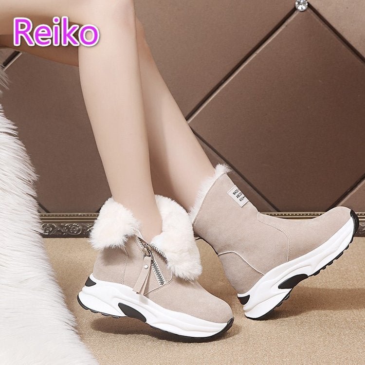 Snow boots women's shoes 2020 new cotton boots all-match thick-soled winter warm inner increase plus velvet thick cotton shoes