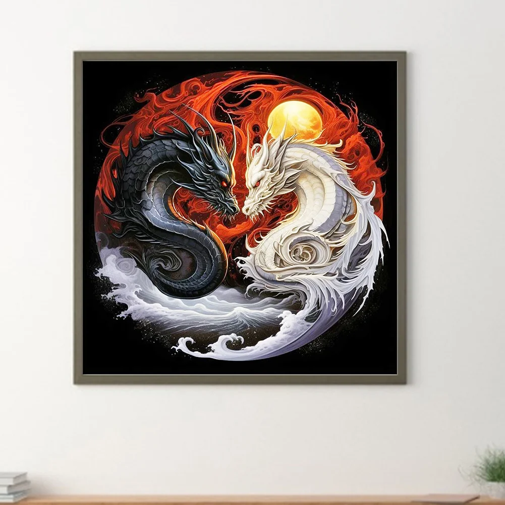 Diamond Painting - Full Round Drill - Yin Yang Dragon(Canvas|30*30cm)