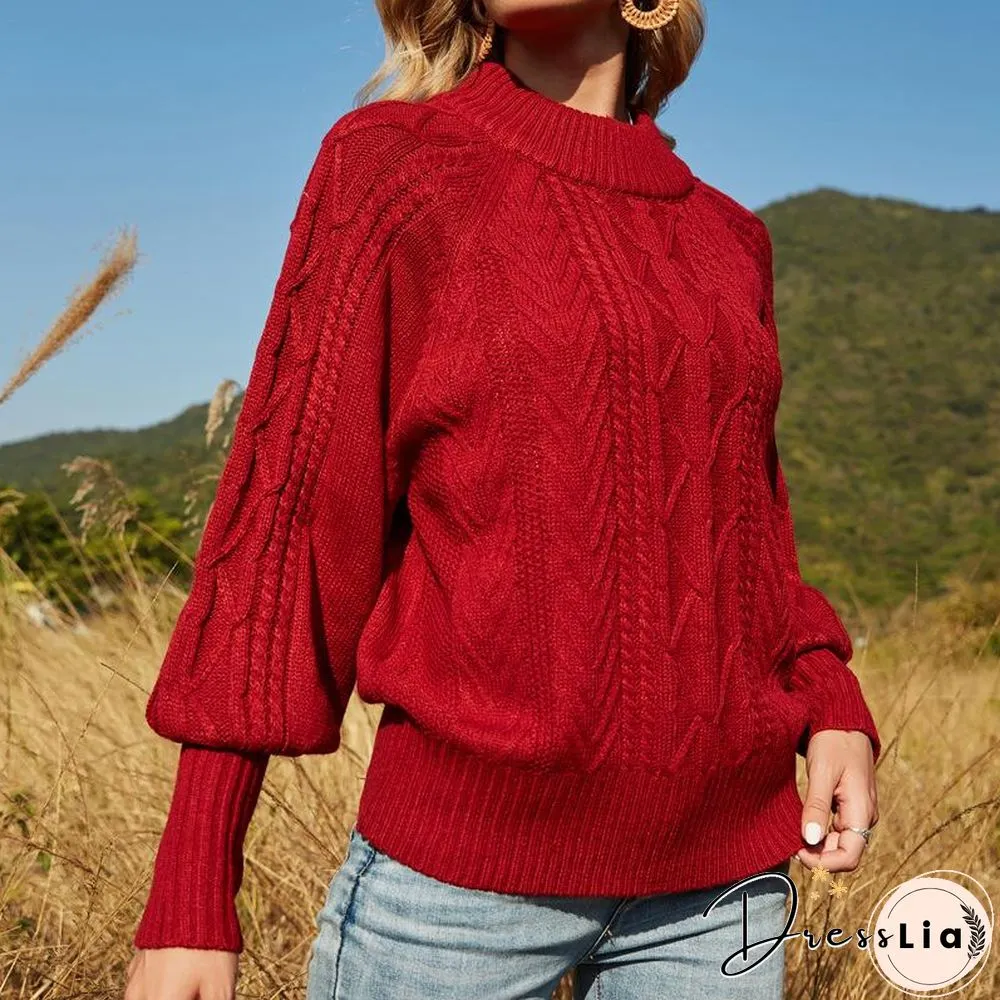 Fashion High Neck Plain Sweater