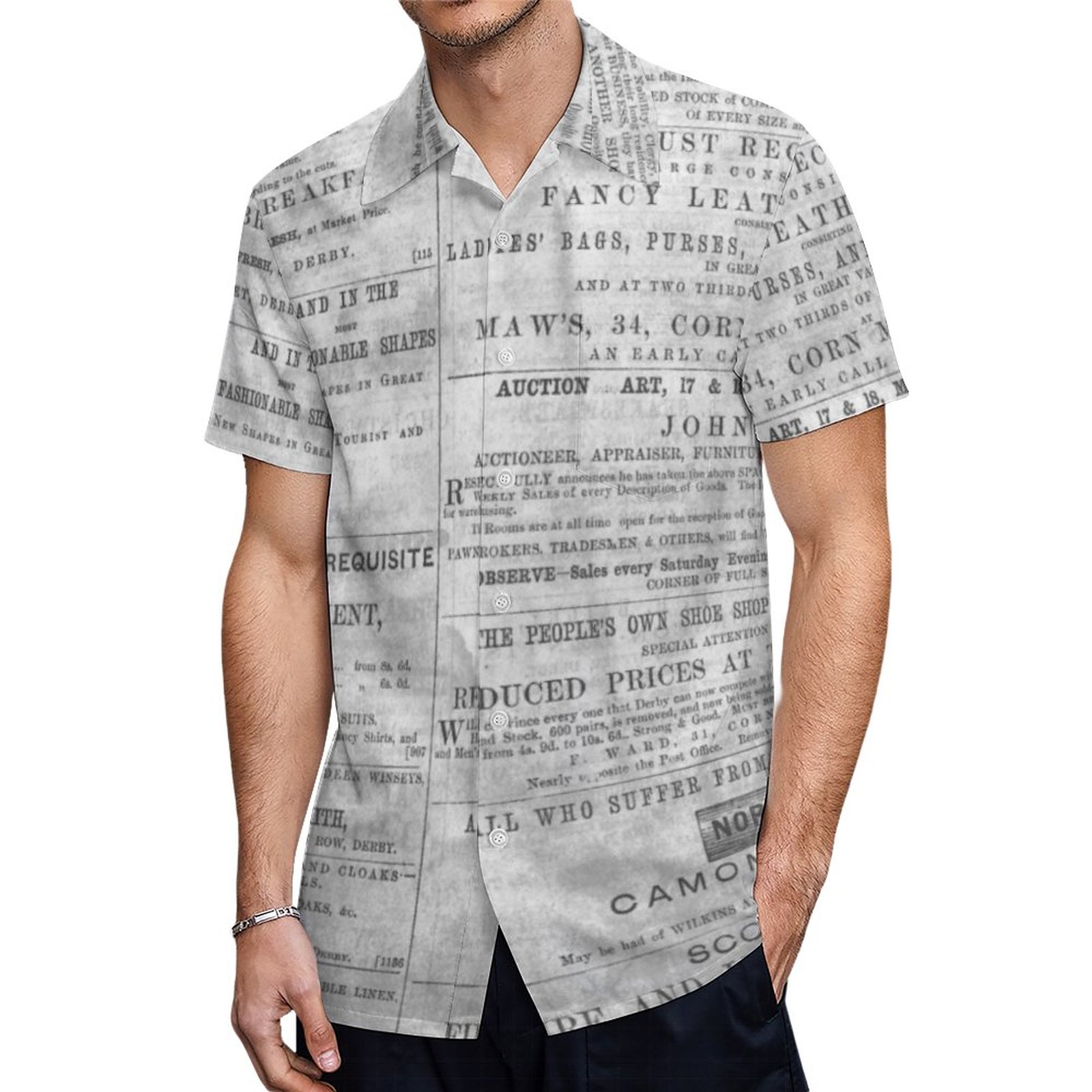 Newspaper News Print Black White Throw Pillow Hawaiian Shirt Mens Button Down Tropical Hawaii Beach Shirts