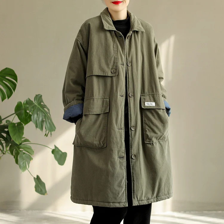 Winter Cotton Quilted Casual Loose Overcoat