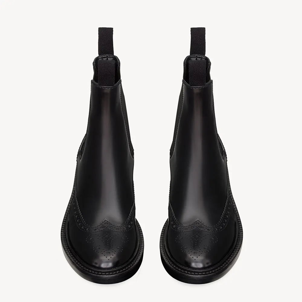 Chic Black Round Toe Chunky Heel Cut Out Chelsea Boots Ladies