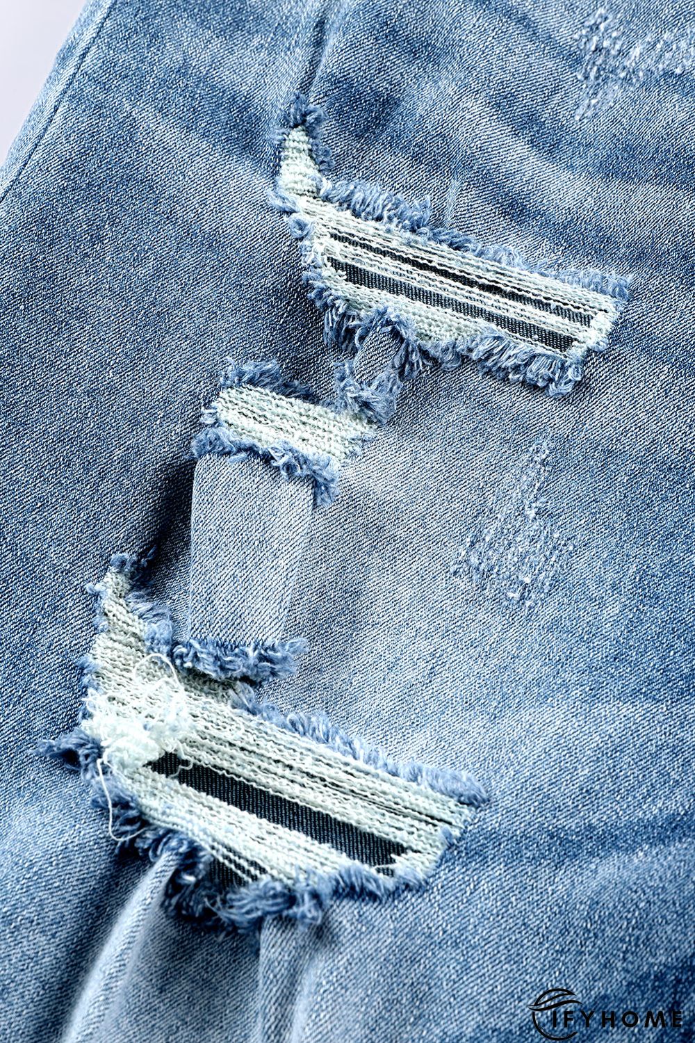 Blue Plus Size Distressed Slit Vintage Jeans | IFYHOME