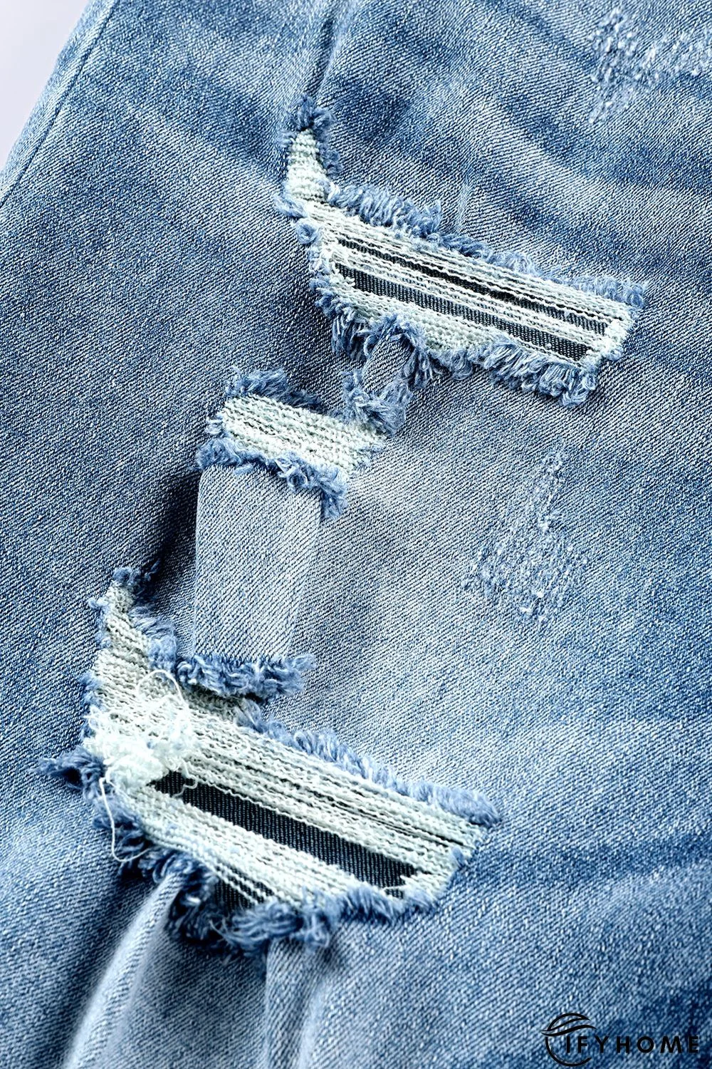 Blue Plus Size Distressed Slit Vintage Jeans | IFYHOME