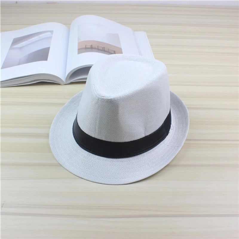 Korean-style Men’s And Women’s Jazz Hat Sunscreen Sun Hat Imitation Linen Breathable Fashion Beach Hat British Retro Small Topper Hat