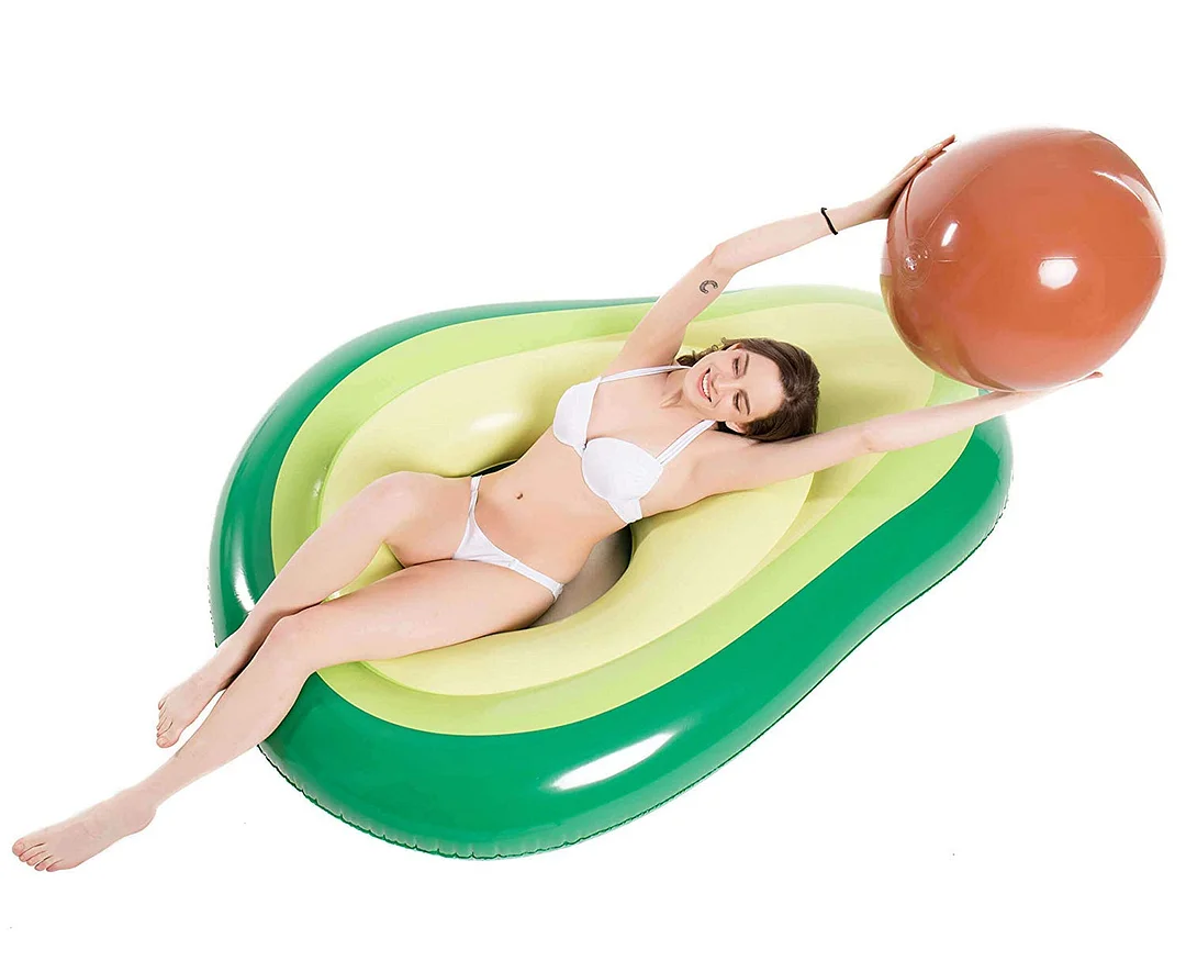 65" Inflatable Avocado Pool Float with Pump