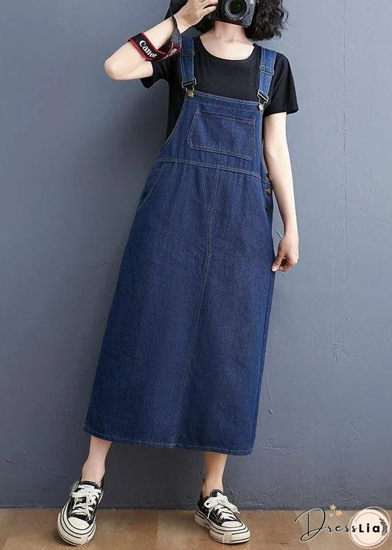 Summer Denim Large Pocket Strap Skirt