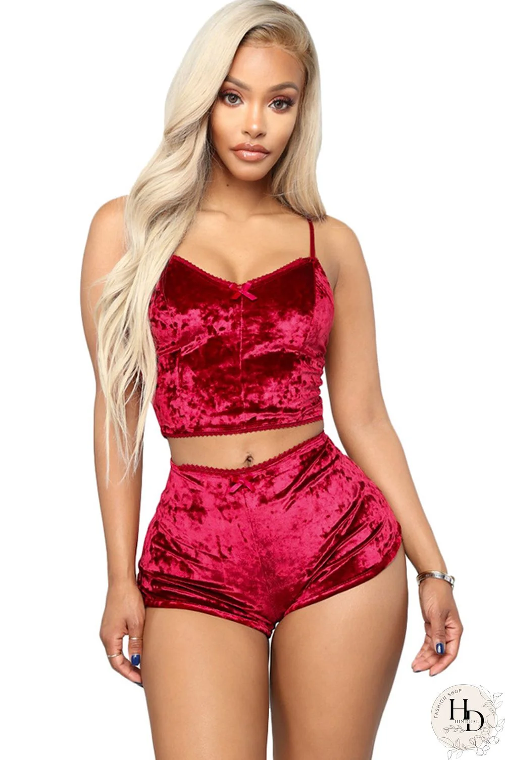 Pink Polyester Sexy Solid Two Piece Suits Straight Sleeveless