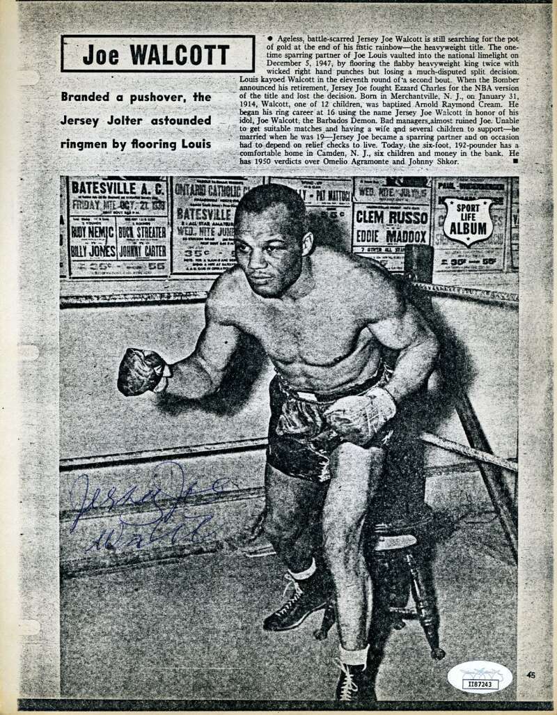 Jersey Joe Walcott JSA Cert Autograph 8x10 Photo Poster painting Hand Signed