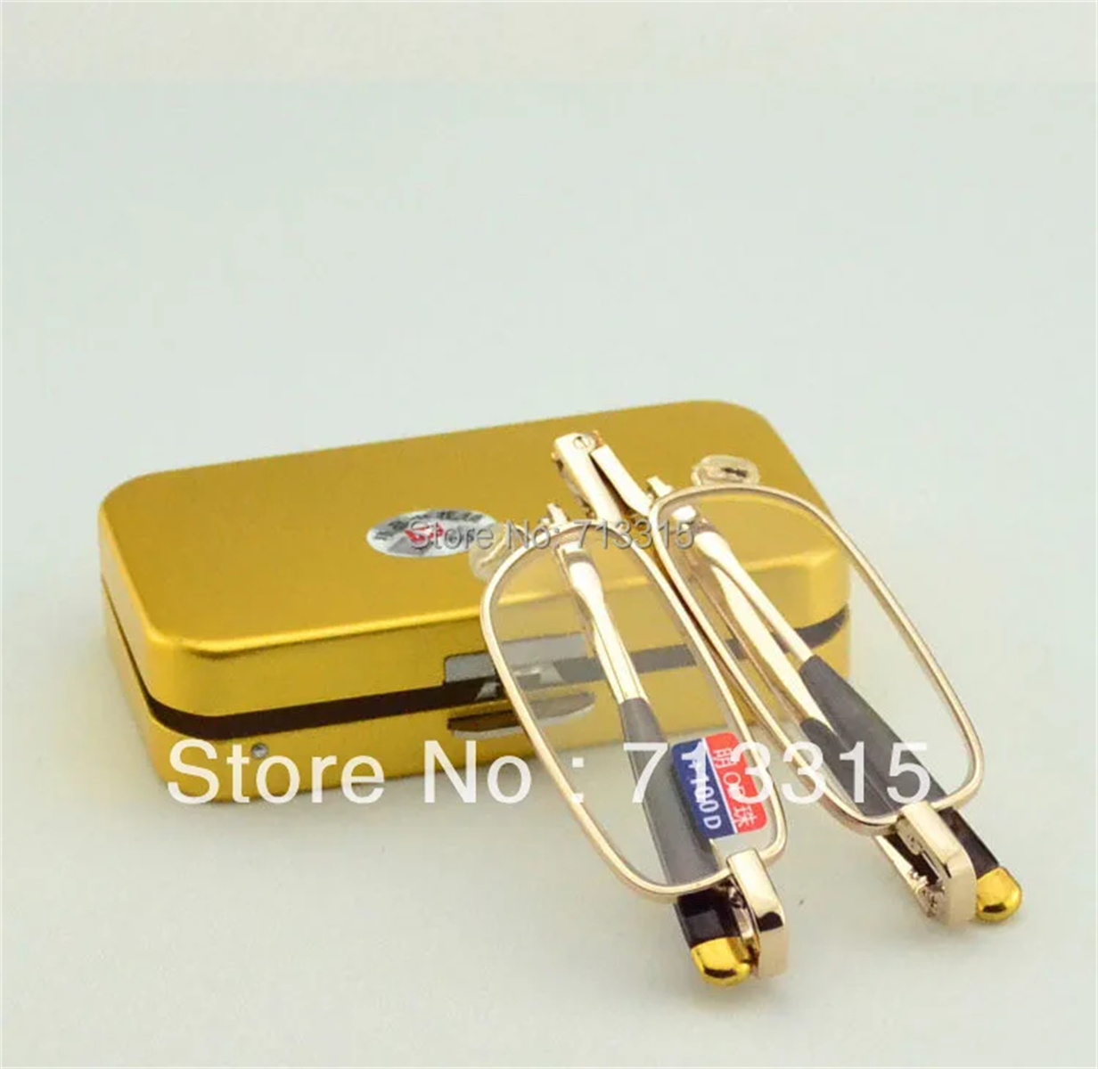 Reading Glasses Steel Case Slim Narrow Portable Folding Golden Metal ...