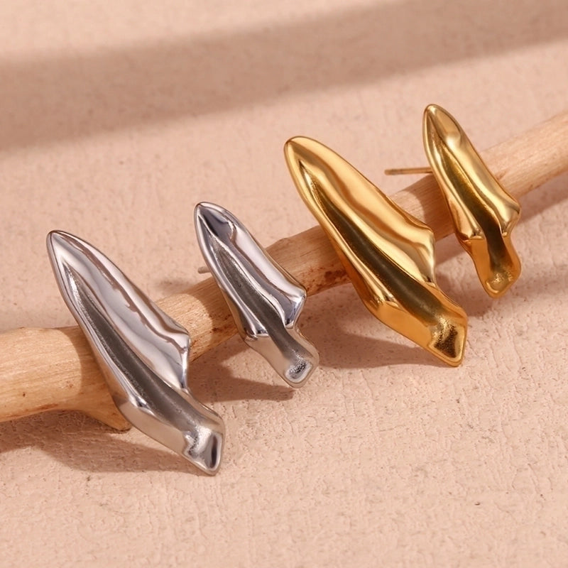 1 Pair Basic Minimalist Classic Style Geometric Solid Color Plating 304 Stainless Steel 18K Gold Plated Ear Studs