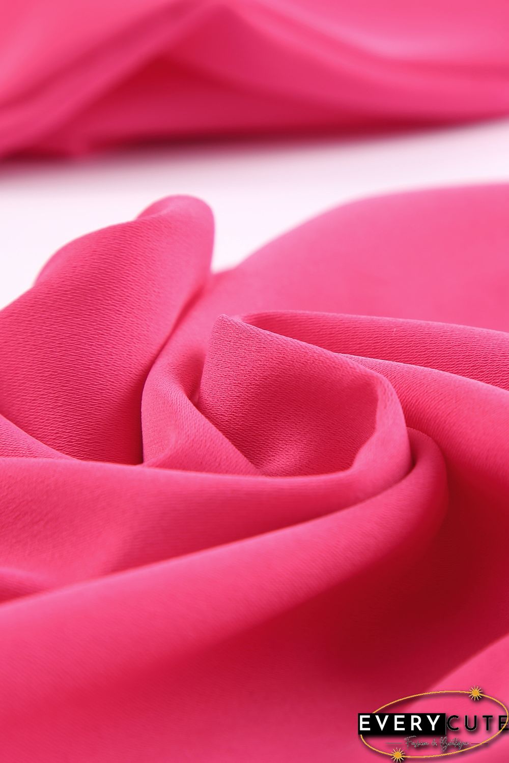 Red V Neck Bubble Sleeve Cut out Waist Wide Leg Jumpsuit