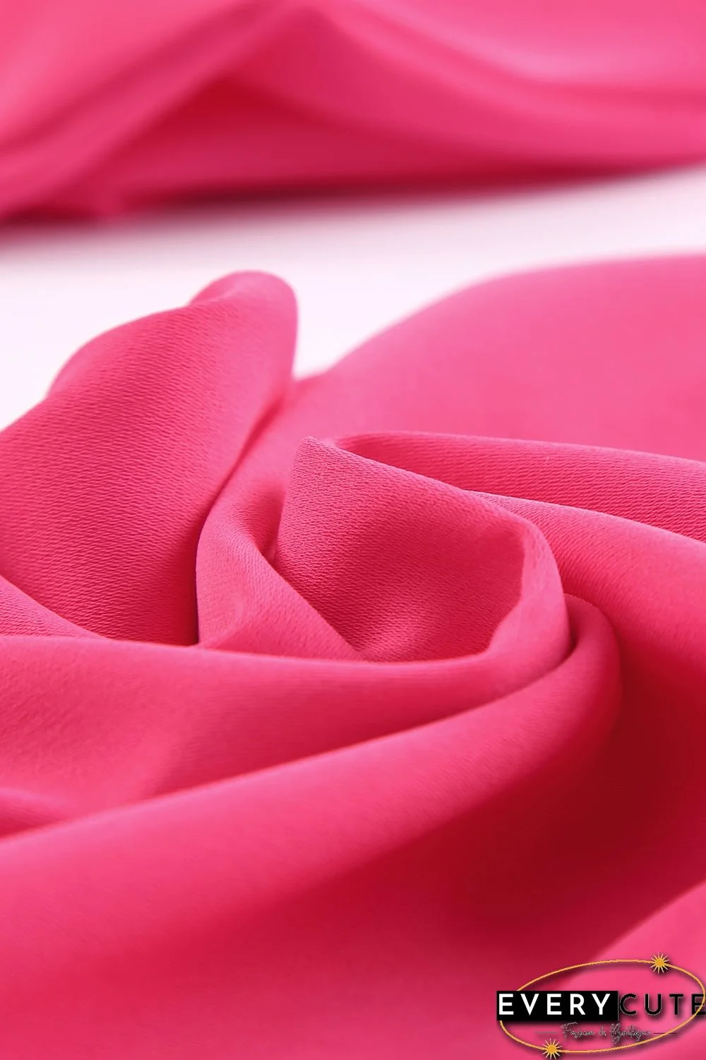 Red V Neck Bubble Sleeve Cut out Waist Wide Leg Jumpsuit