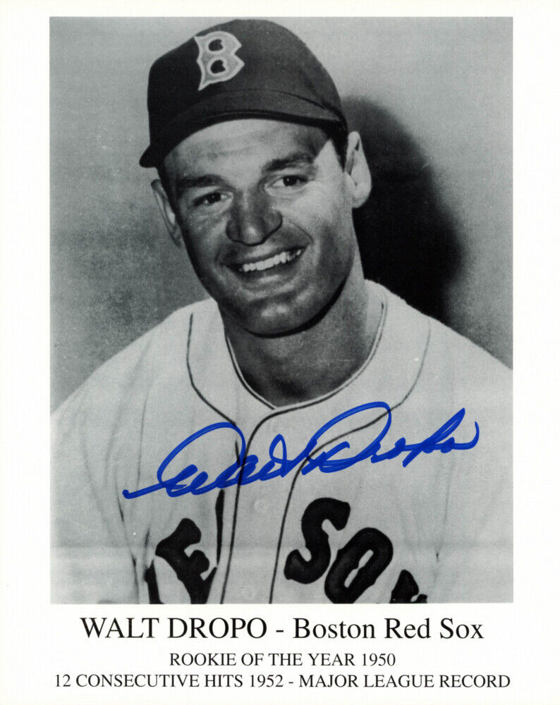 Walt ~Moose~ Dropo Signed Boston Red Sox 8x10 Photo Poster painting SC COA 1950 ROY All Star RBI