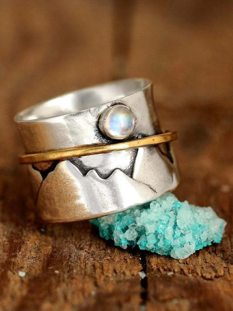 Comstylish Mountains Inspired Moonstone Studded Ring