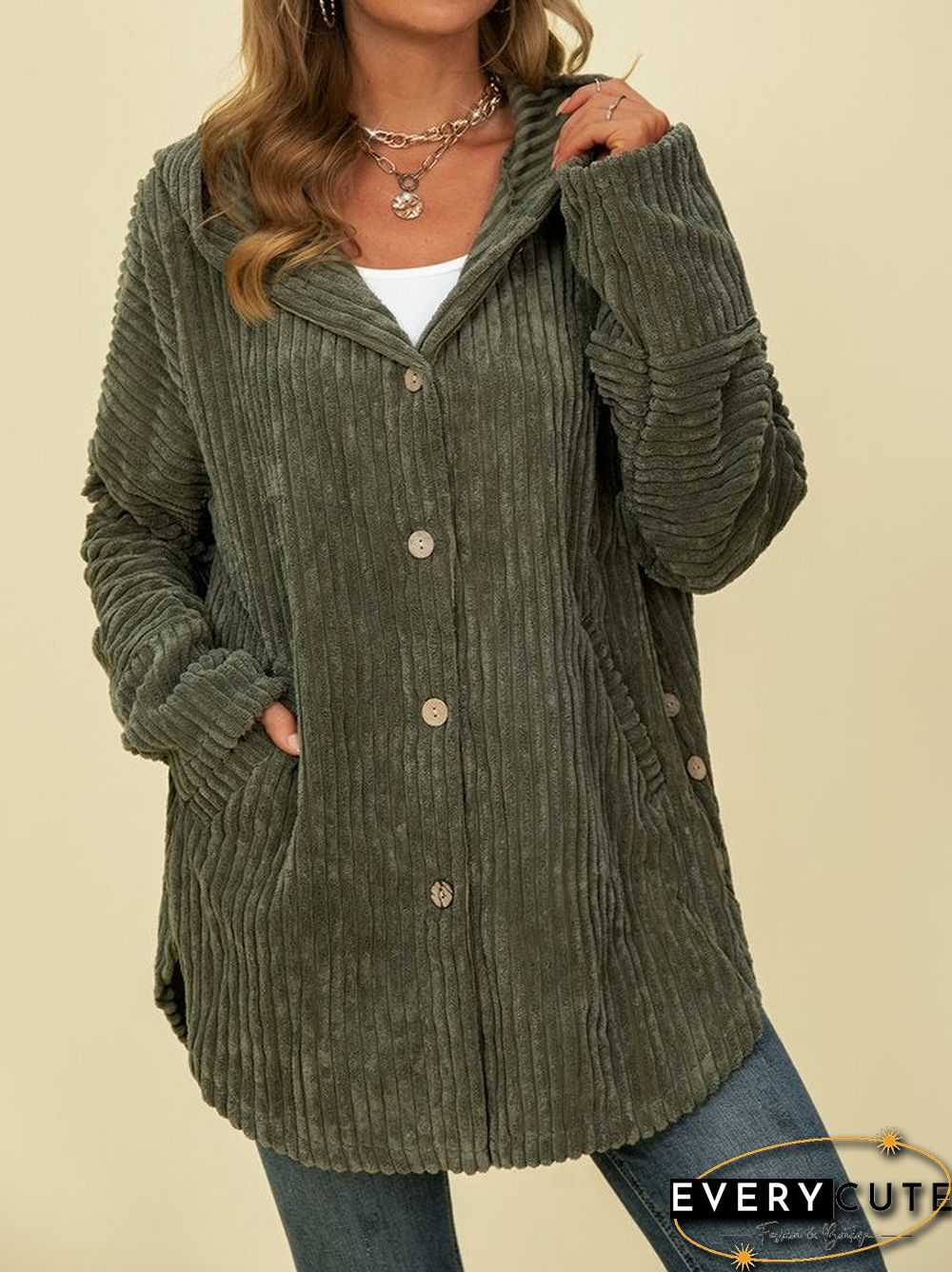 Plain Casual Outerwear