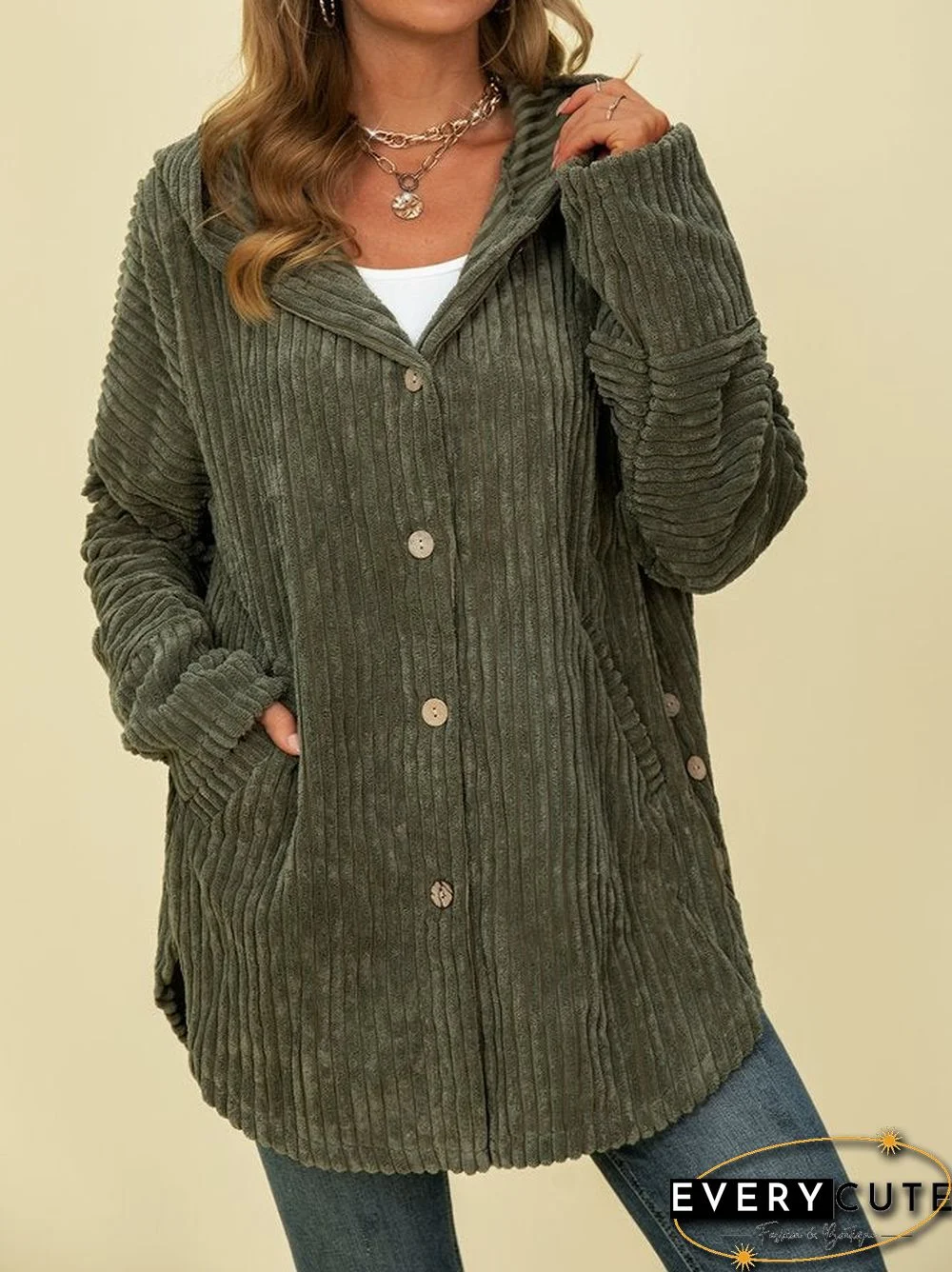 Plain Casual Outerwear