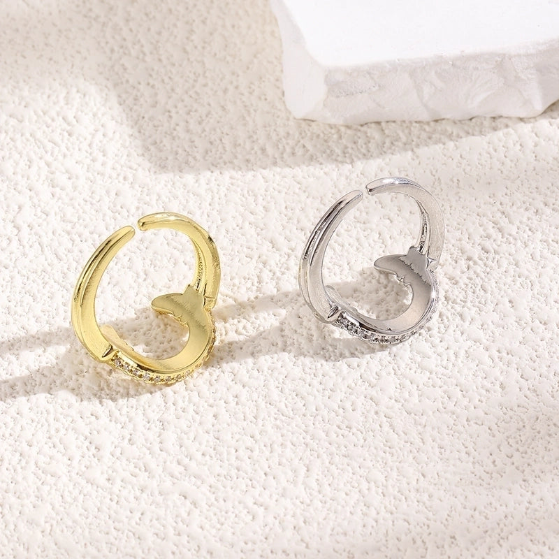 Copper Plating 18K Color-Retaining Zircon Horn Open Ring