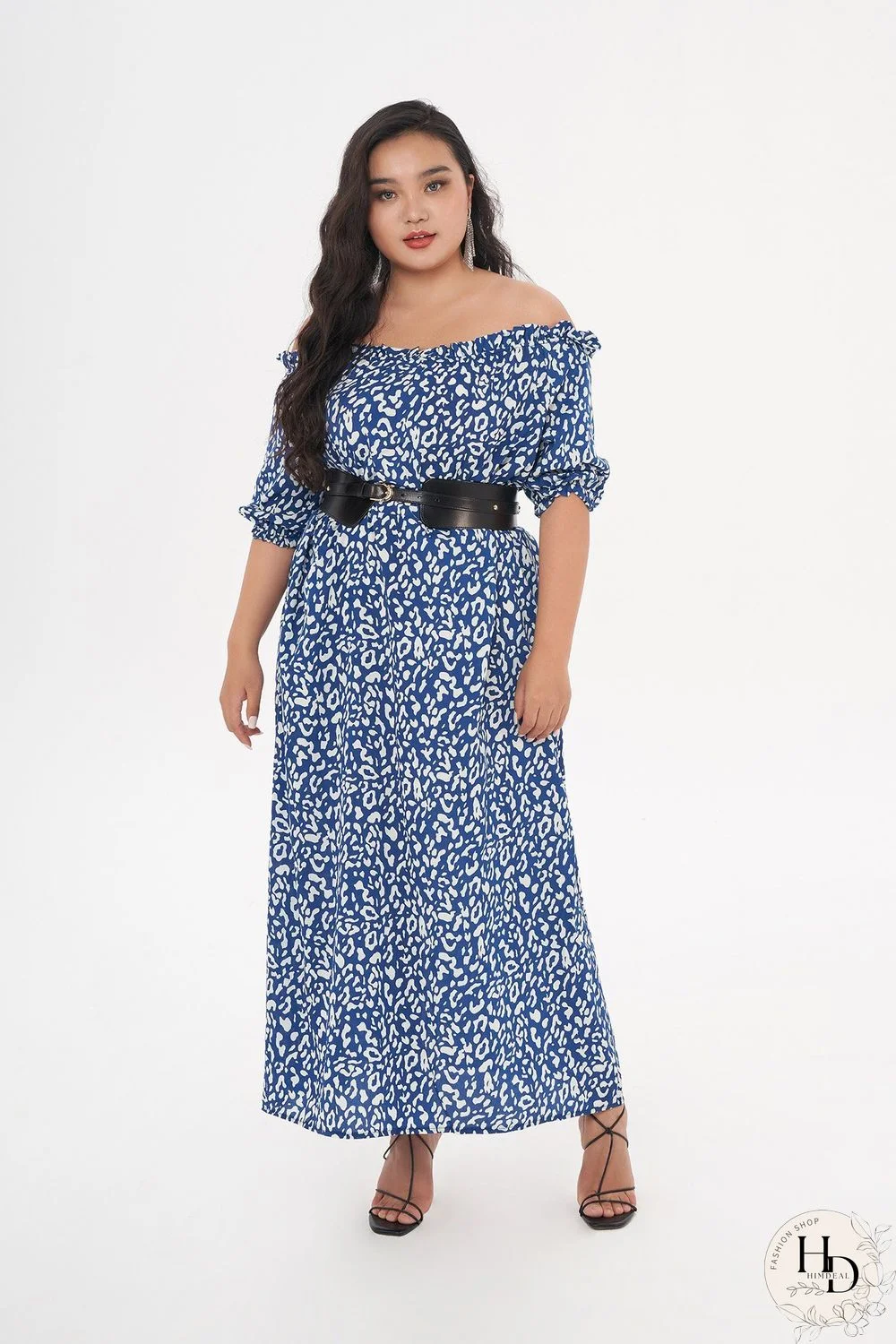 Leopard Print Off-the-shoulder Maxi Dress P13140