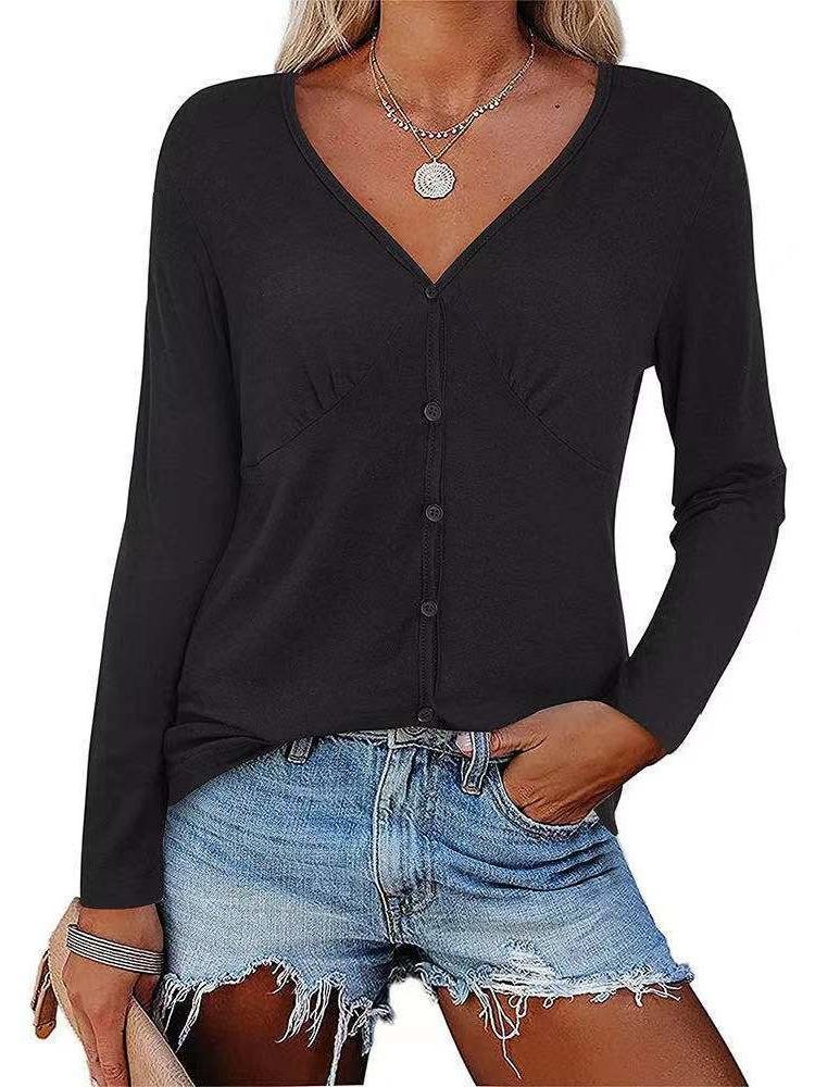 Women's Long Sleeve V-neck Top