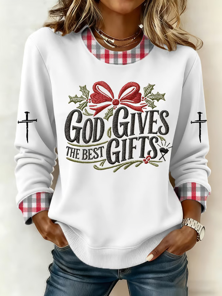 Women's Christmas Faith Print Crew Neck Sweatshirt wearshes