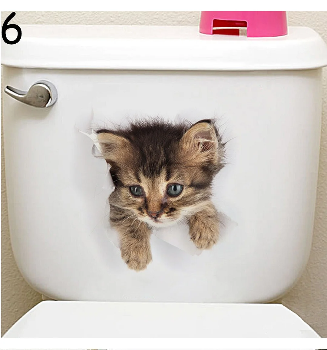 Cartoon Animal 3d Toilet Stickers on The Toilet Seat Cute Cats PVC Wall Sticker Bathroom Refrigerator Door Decor Stickers Decals