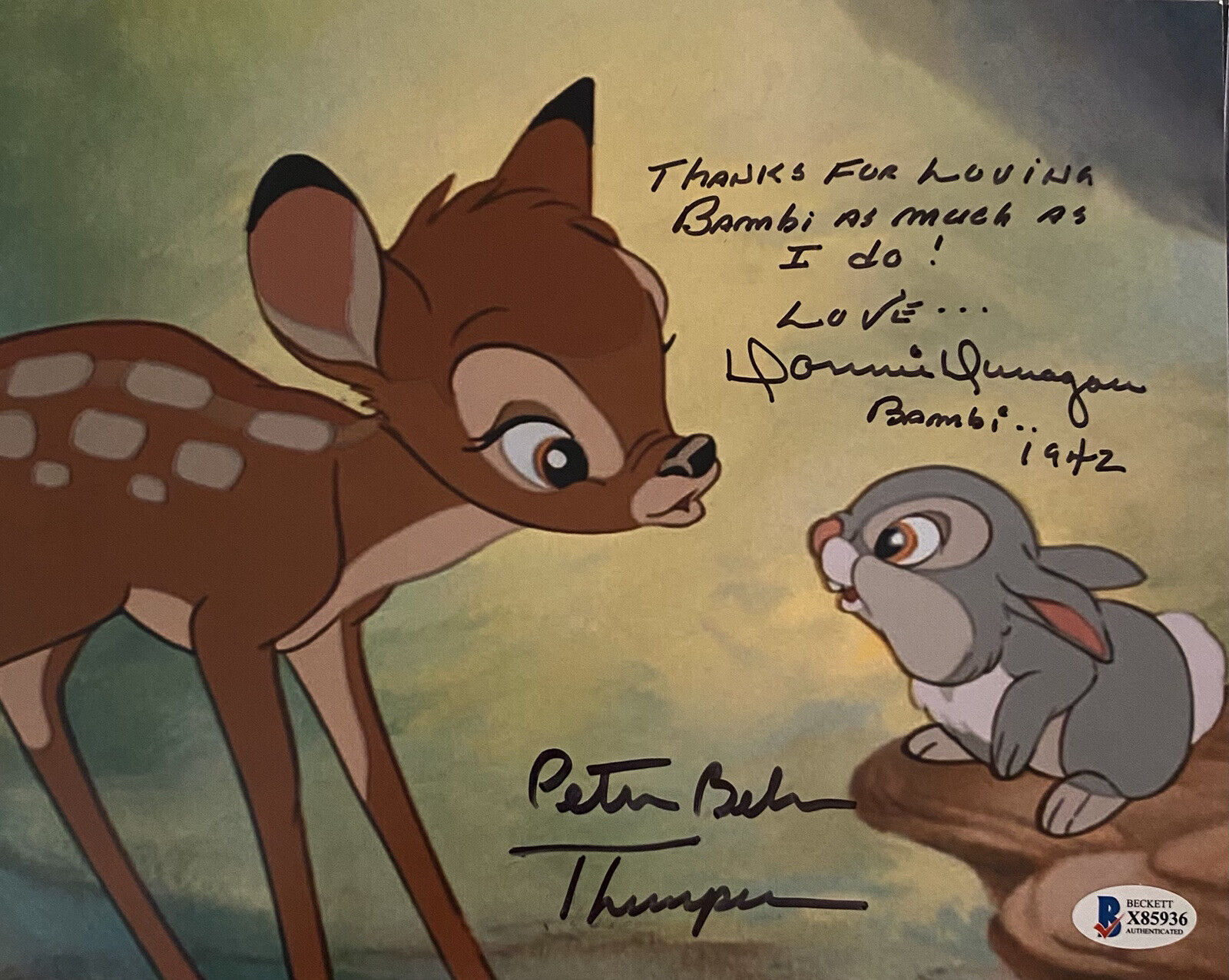 Bambi & Thumper Donnie Dunagan & Peter Behn Signed Autographed 8x10 Photo Poster painting