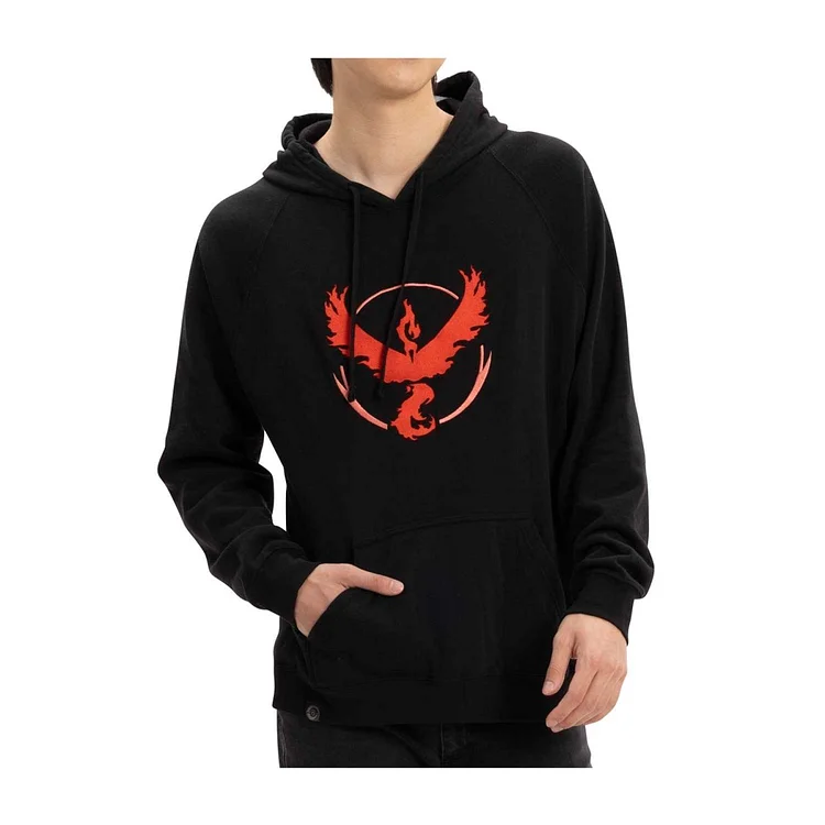 Pokémon GO Teams Valor Embroidered Black Fitted Pullover Hoodie
