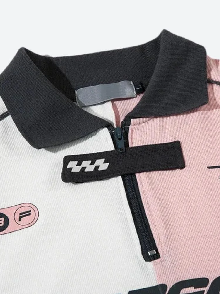 Brownm Half Zip-Up Jersey Top