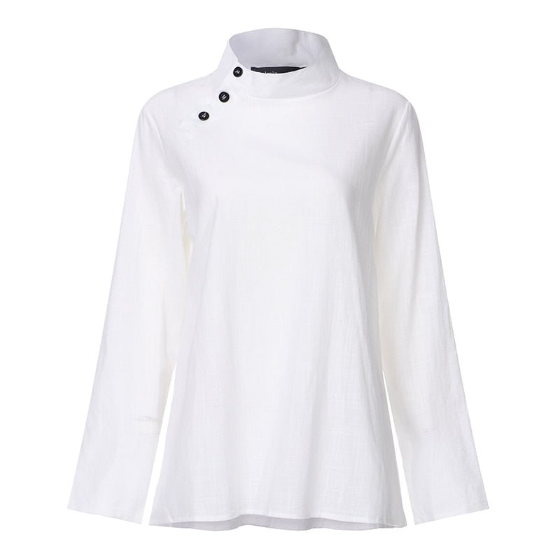 2022 New Fashion Long Sleeve Tunic Tops Celmia Women Blouses Autumn Female Button Cotton Linen Top Casual Loose Blusas Femininas