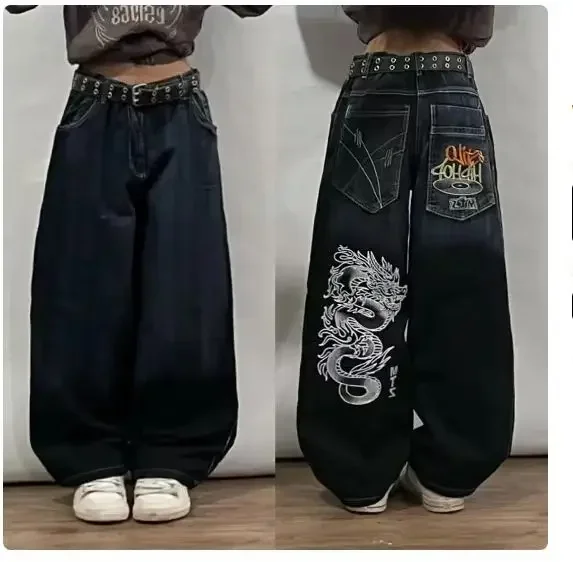 Lifesmybeach costumes for women sexy Streetwear y2k Cargo Pants Mens Harajuku Hip Hop Multi Pocket Retro Blue Baggy Jeans New Gothic High Waist Wide Leg Trousers